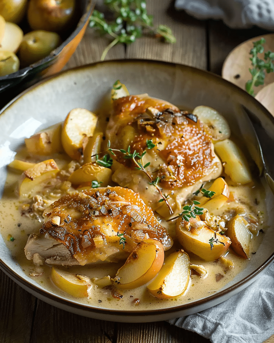 Chicken Normandy Recipe with Apples, Sage, and Creamy Cider Sauce