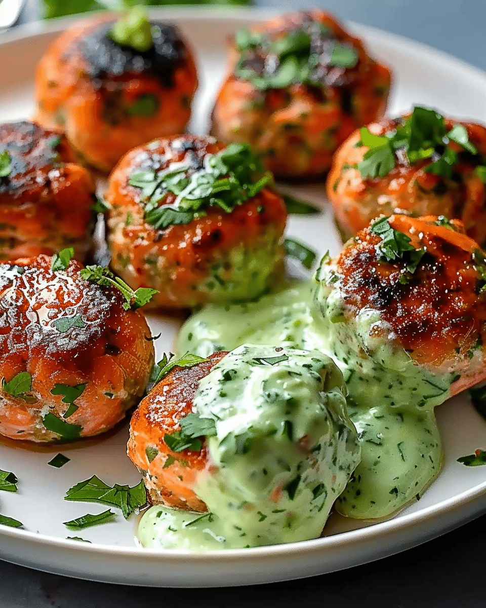 Savory Salmon Meatballs with Avocado Crema Recipe