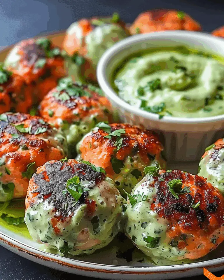 Savory Salmon Meatballs with Avocado Crema Recipe