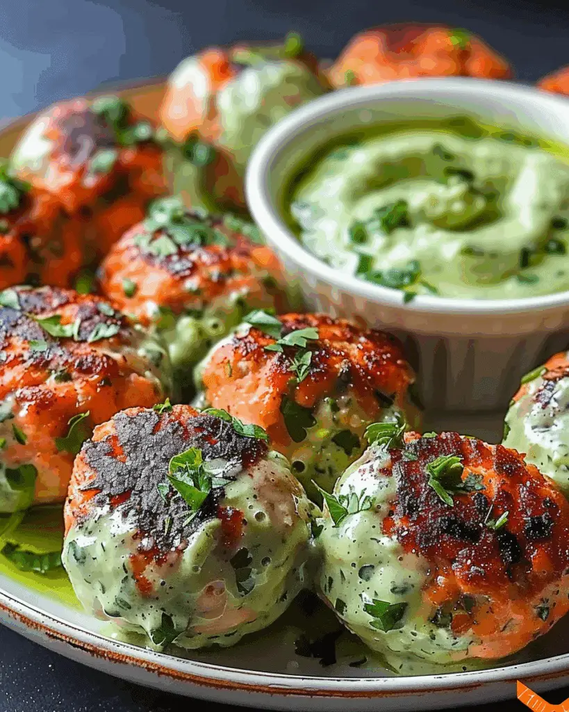 Savory Salmon Meatballs with Avocado Crema Recipe