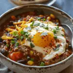 Breakfast Chili and Eggs: The Ultimate Morning Comfort in 1 Pan