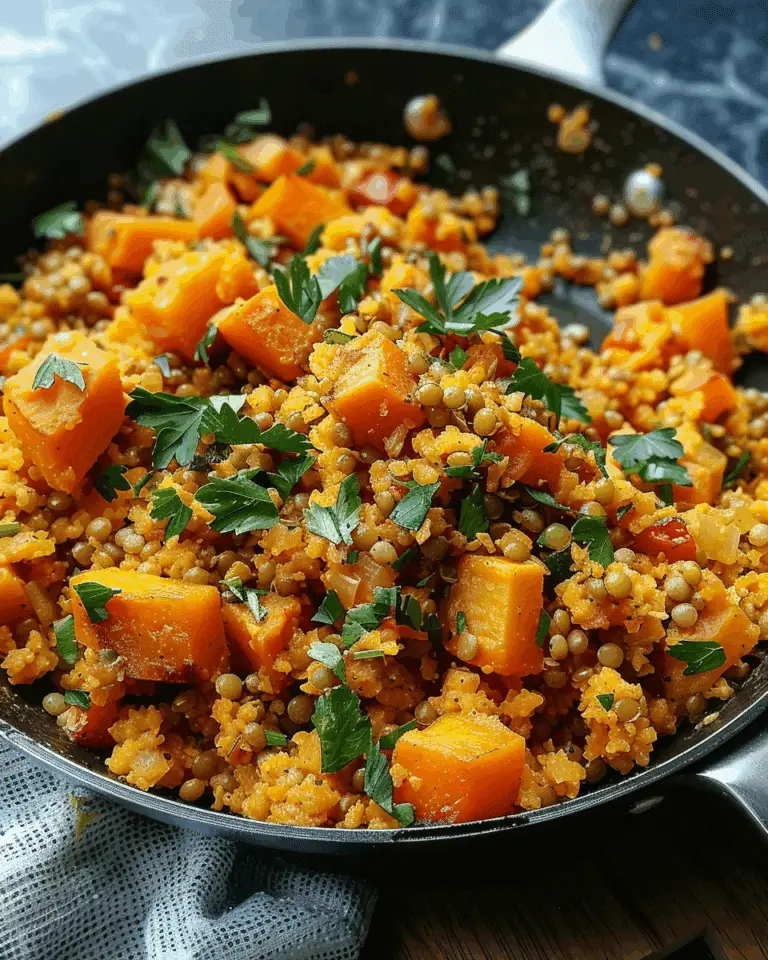 Bulgur, Red Lentil & Butternut Squash Skillet Recipe