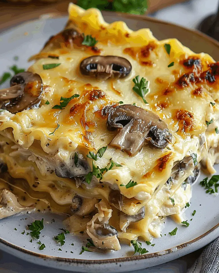 Cheesy Mushroom Chicken Alfredo Lasagna