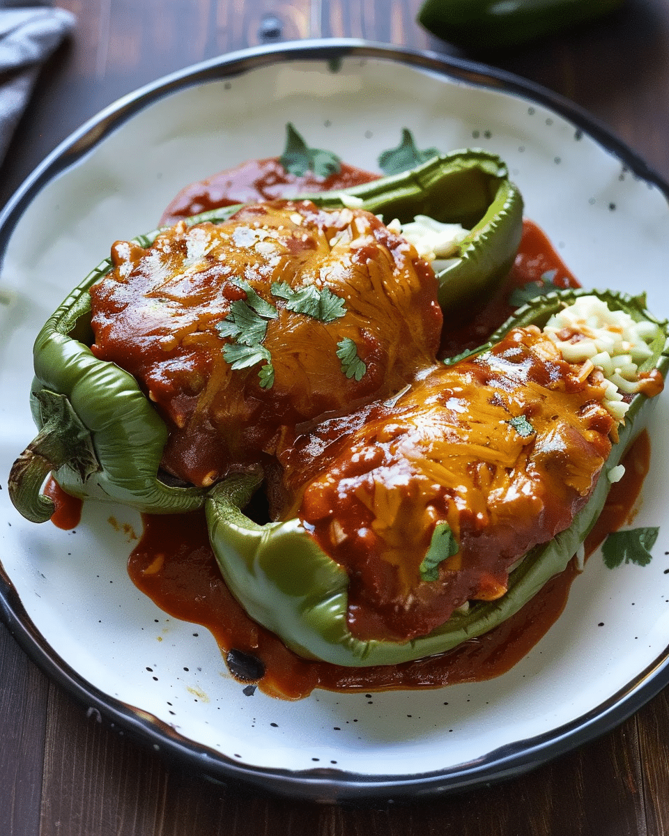 Chicken Stuffed Peppers with Enchilada Sauce Recipe