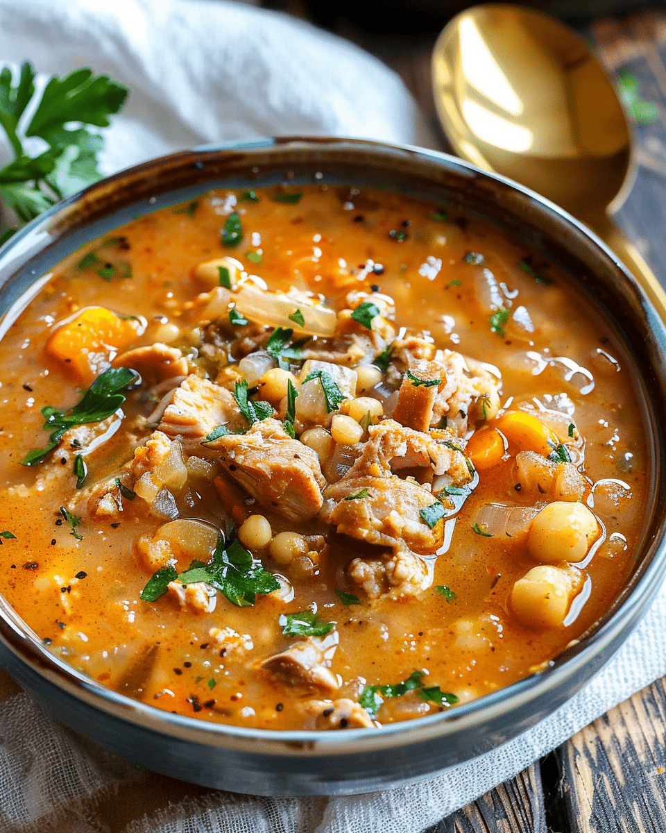 Cozy up with this Moroccan Spiced Turkey Soup!