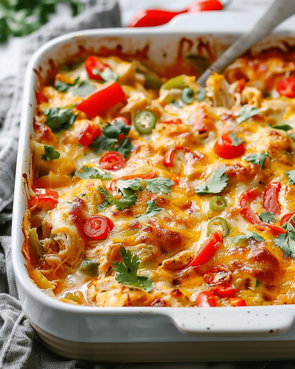 Creamy Baked Fajita Chicken Casserole