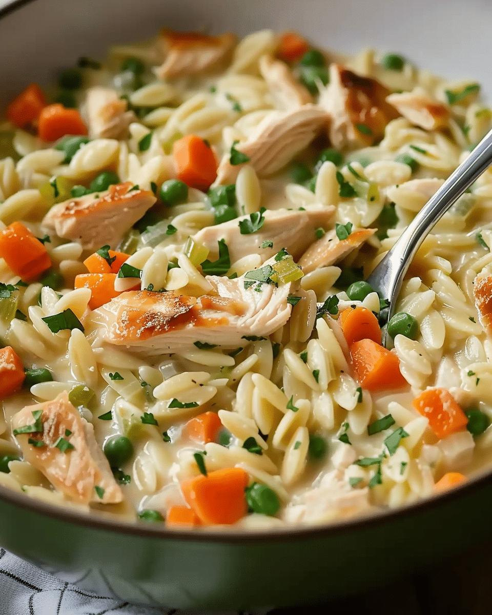 Creamy Chicken Pot Pie Orzo Recipe
