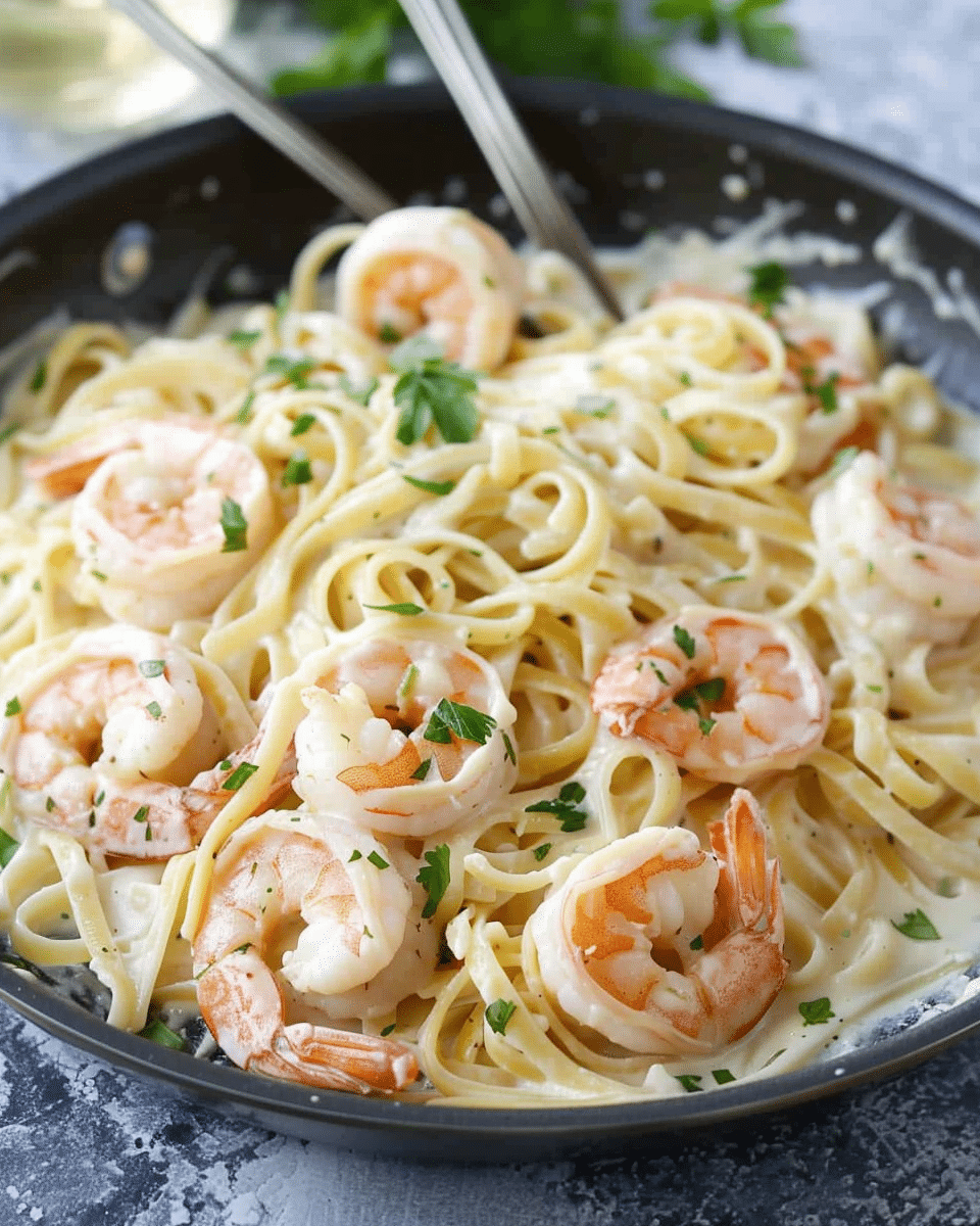 Fettuccine Alfredo with Shrimp