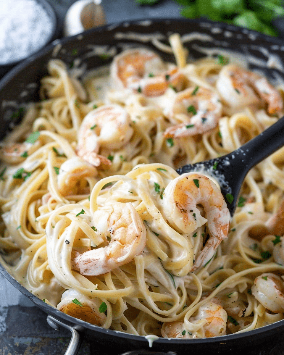 Fettuccine Alfredo with Shrimp