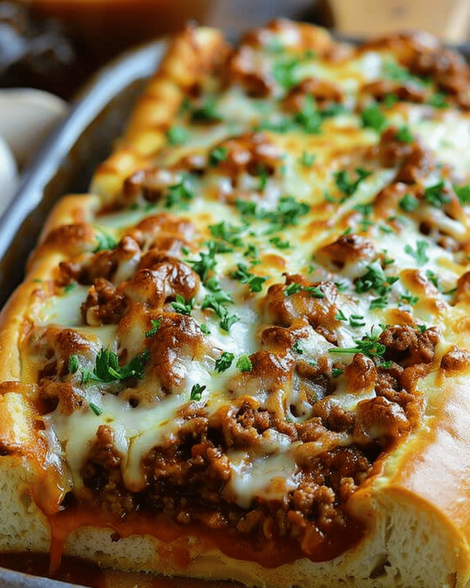 Garlic Bread Cheesy Sloppy Joe Bake
