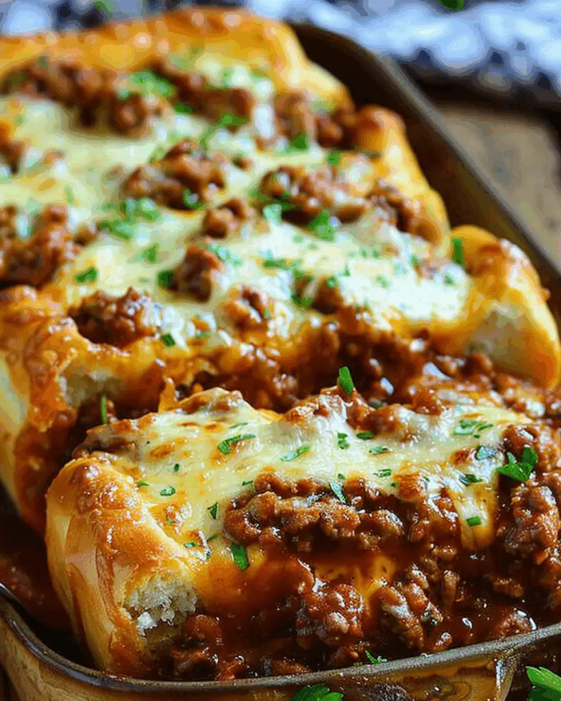Garlic Bread Cheesy Sloppy Joe Bake