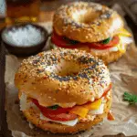 Hot Bagel Sandwiches: Breakfast Quiche Stuffed Bagels