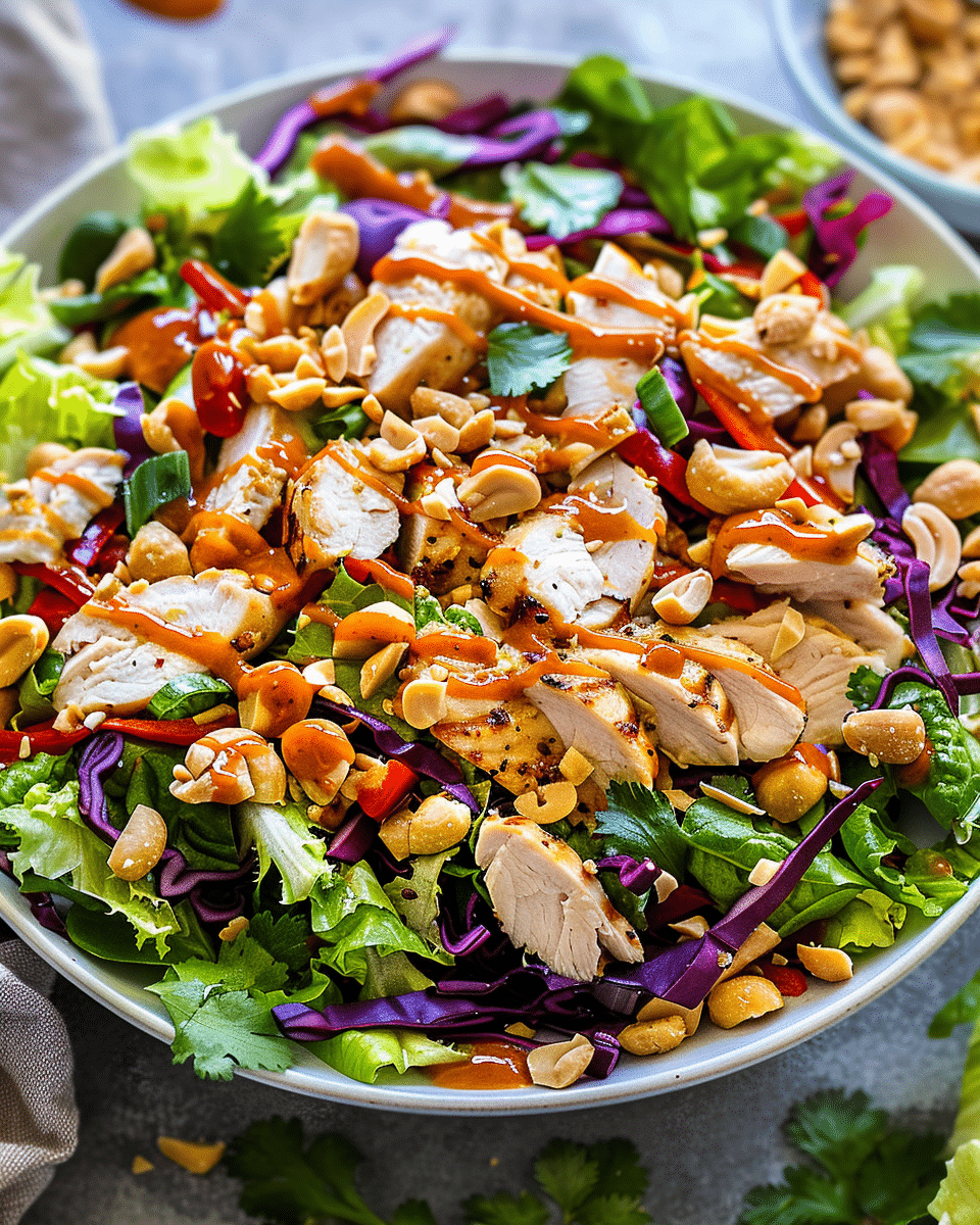 Crunchy Thai Chicken Salad with Peanut Dressing