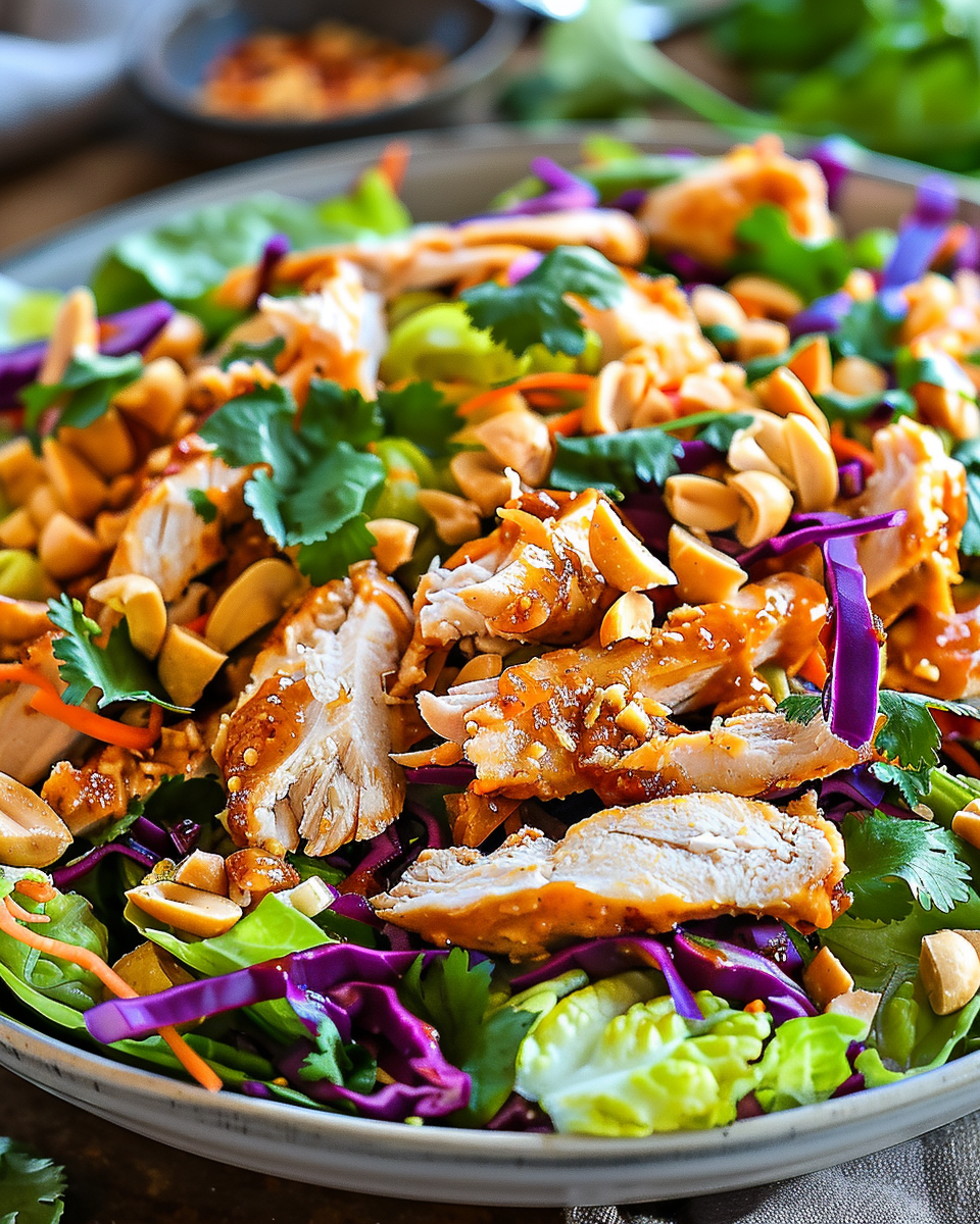 Crunchy Thai Chicken Salad with Peanut Dressing