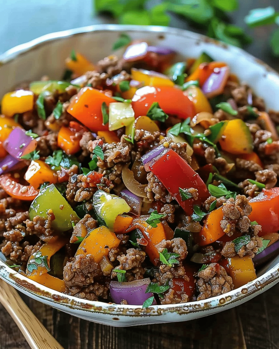 Keto Mediterranean Ground Beef Stir Fry