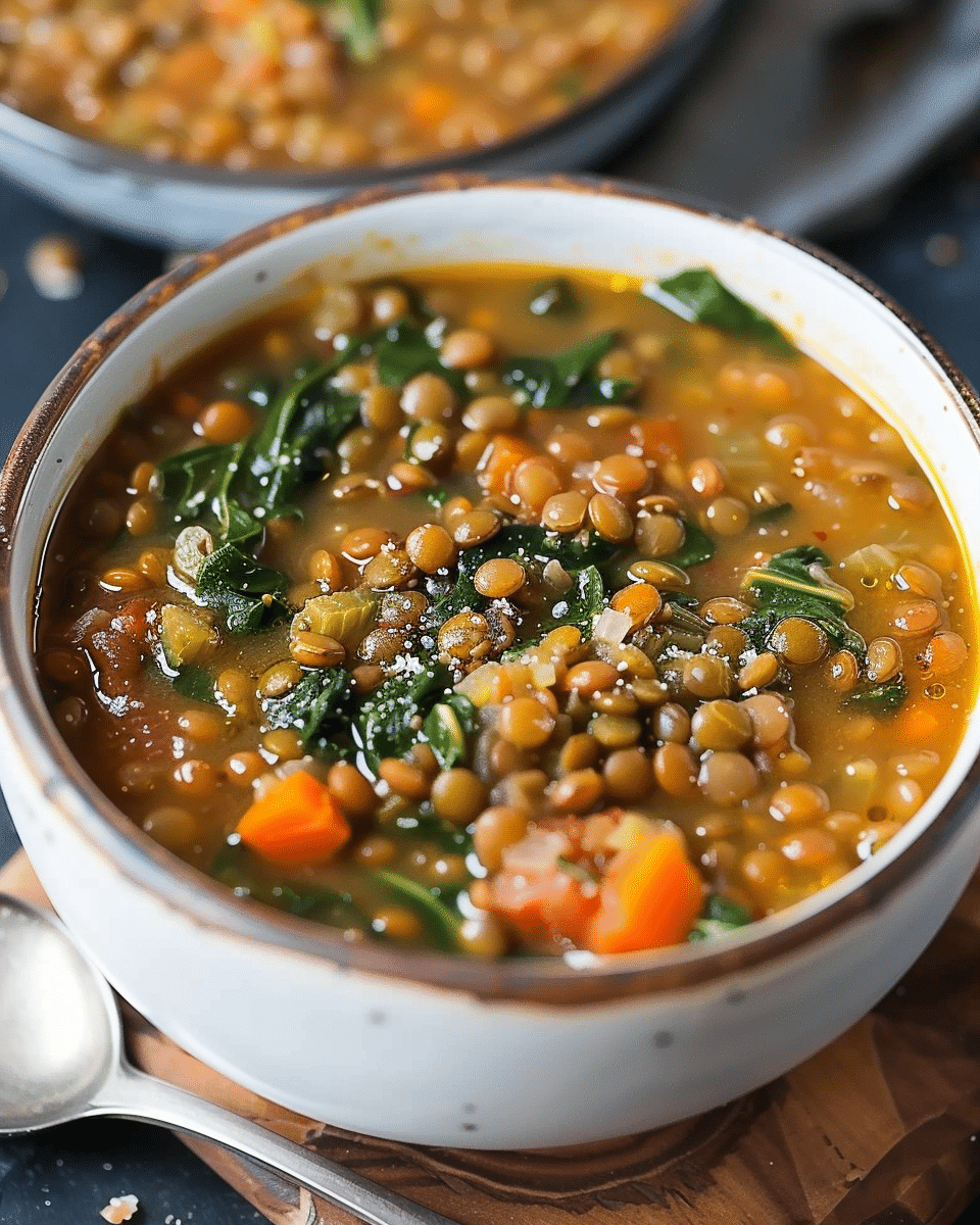 Lentil & Spinach Soup (Slow Cooker Style)