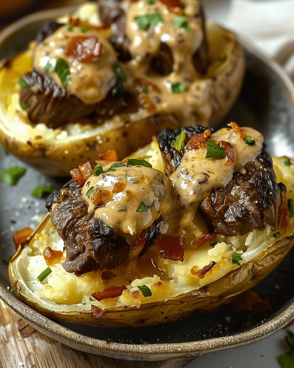 Loaded Baked Potato with Steak Bites for Ultimate Comfort Food