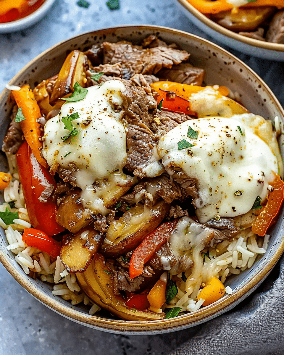 Low-Carb Philly Cheesesteak Bowls for Healthy High-Protein Meals