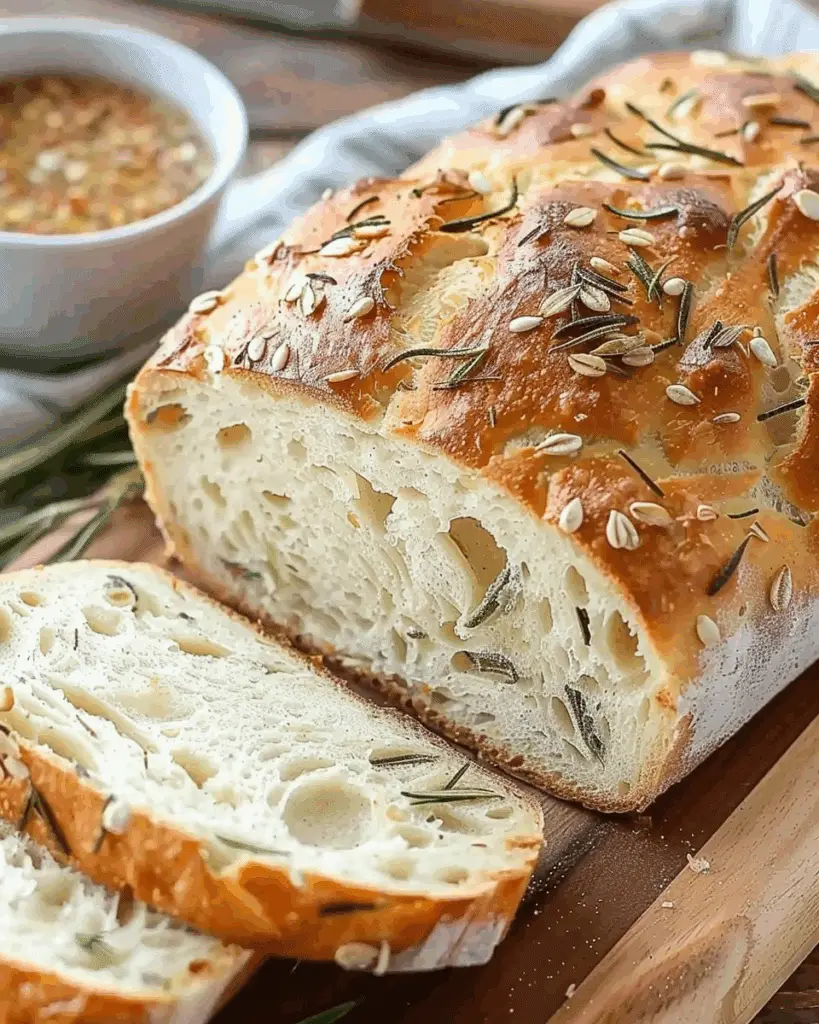 No-Knead Rosemary Garlic Bread Recipe