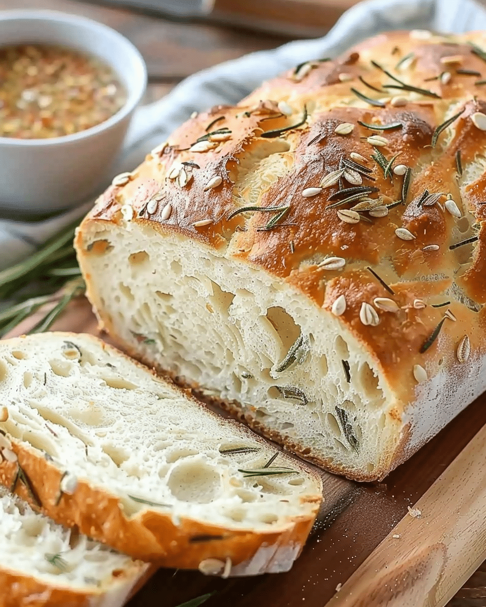 No-Knead Rosemary Garlic Bread Recipe