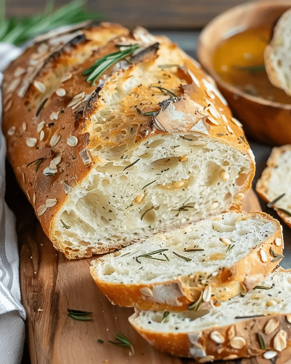 No-Knead Rosemary Garlic Bread Recipe