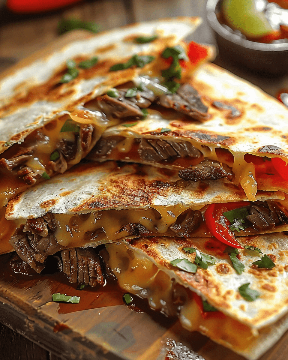 Pepper Steak Cheesy Quesadillas