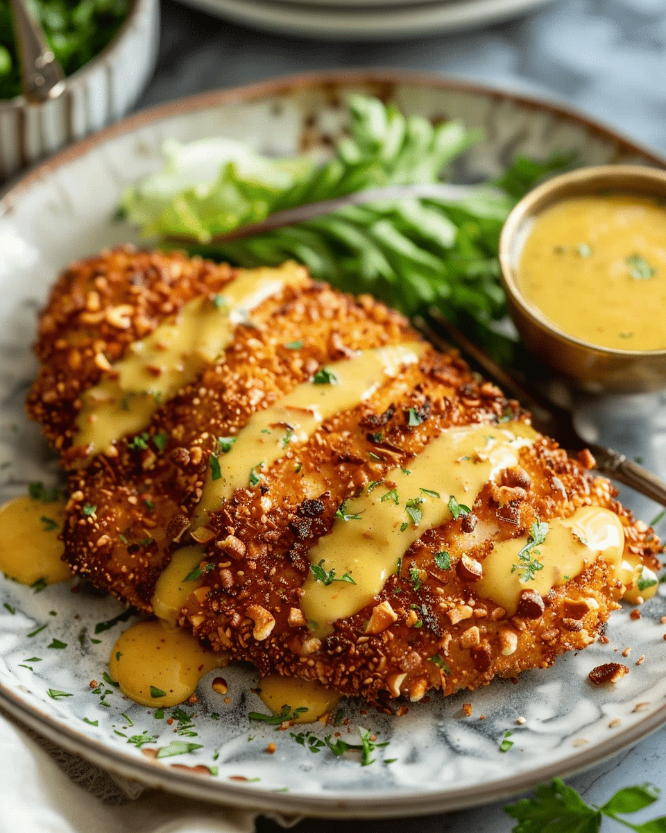 Pretzel Crusted Chicken with Honey Mustard Sauce
