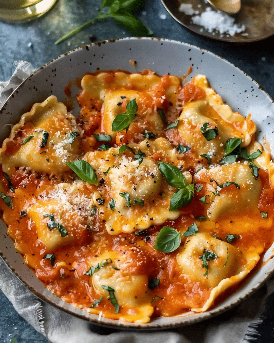 Ravioli with Creamy Tomato Sauce