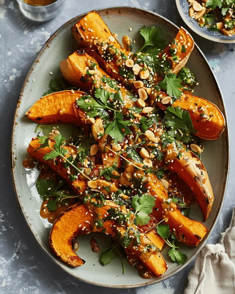 Roast Squash & Carrots with Peanut Dressing & Zingy Herbs