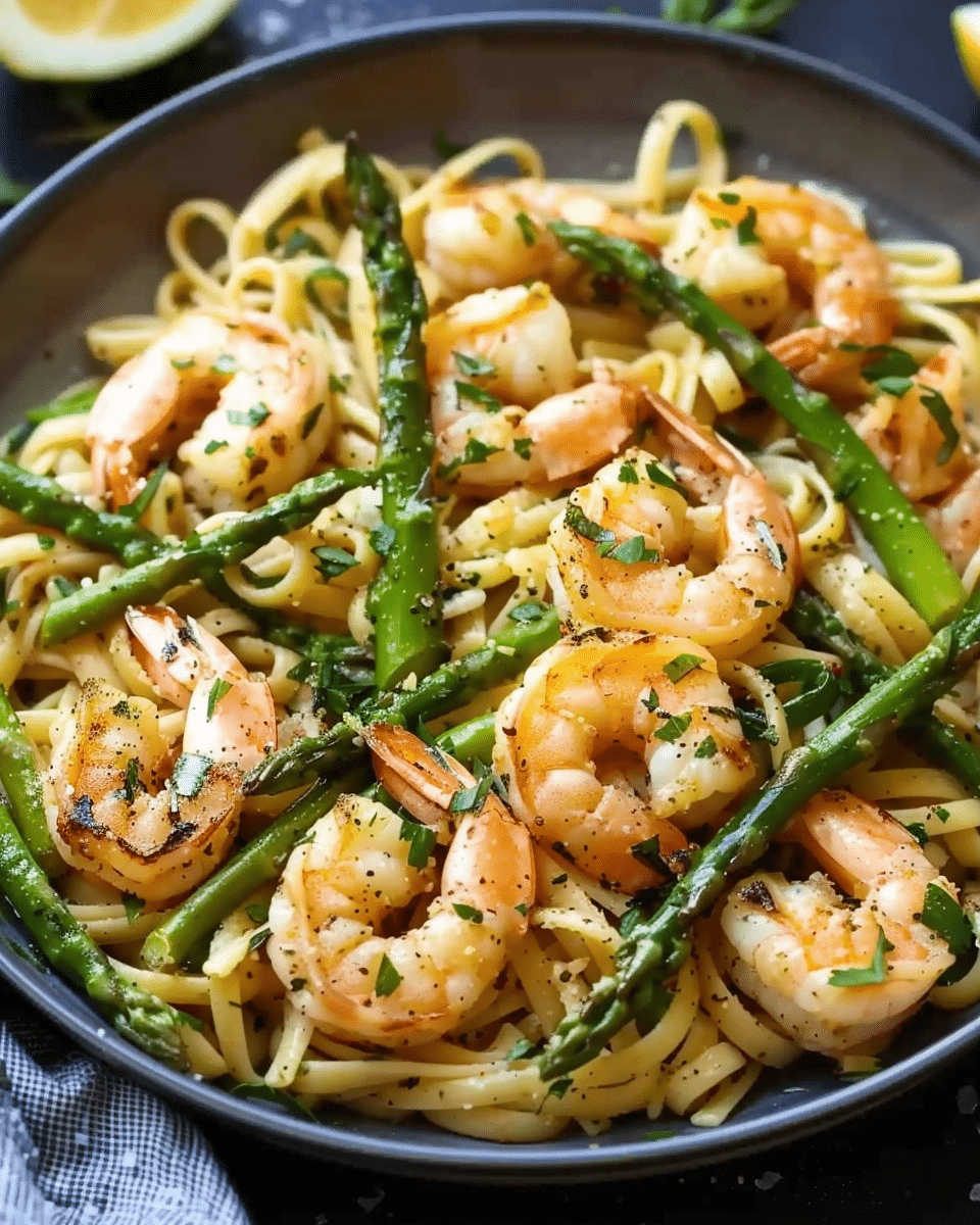 Shrimp Scampi Pasta with Asparagus