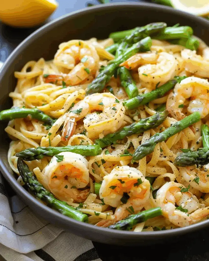 Shrimp Scampi Pasta with Asparagus