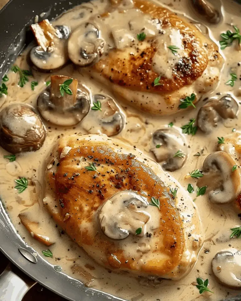 Skillet Asiago Chicken with Mushrooms