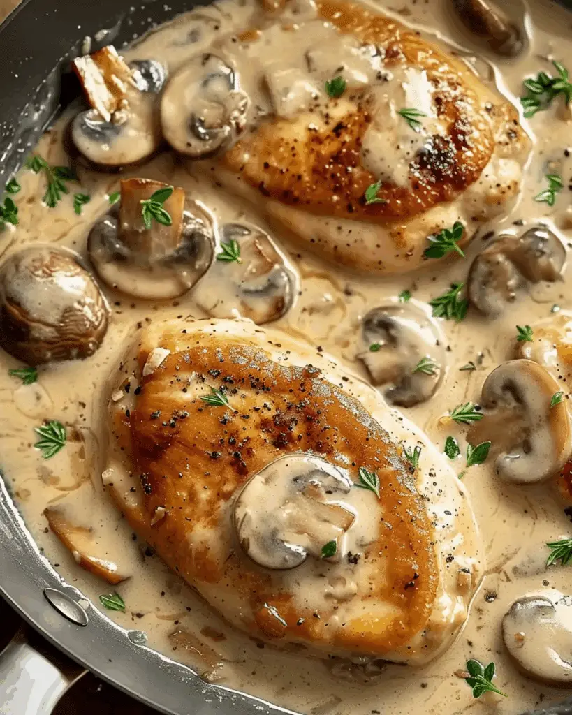 Skillet Asiago Chicken with Mushrooms