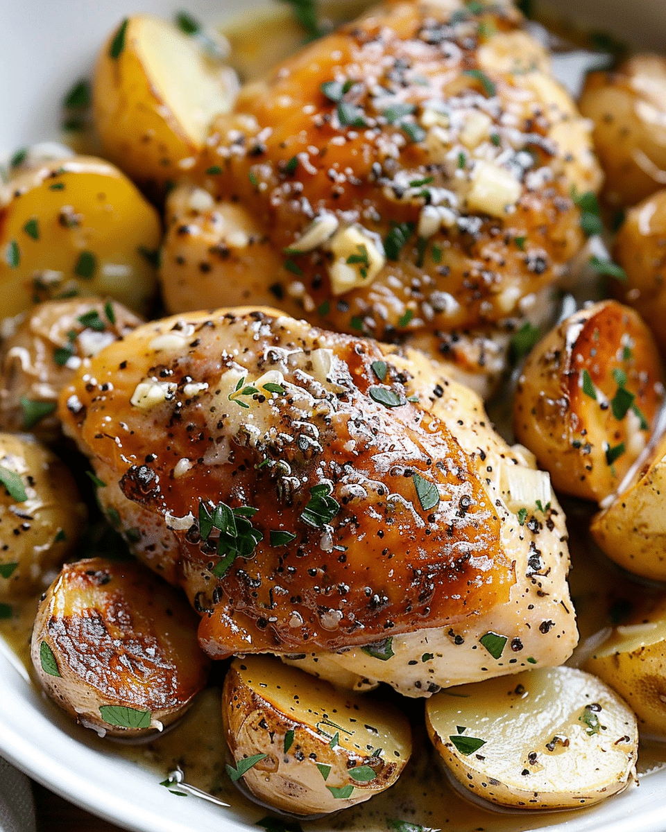 Slow Cooker Garlic Parmesan Chicken and Potatoes