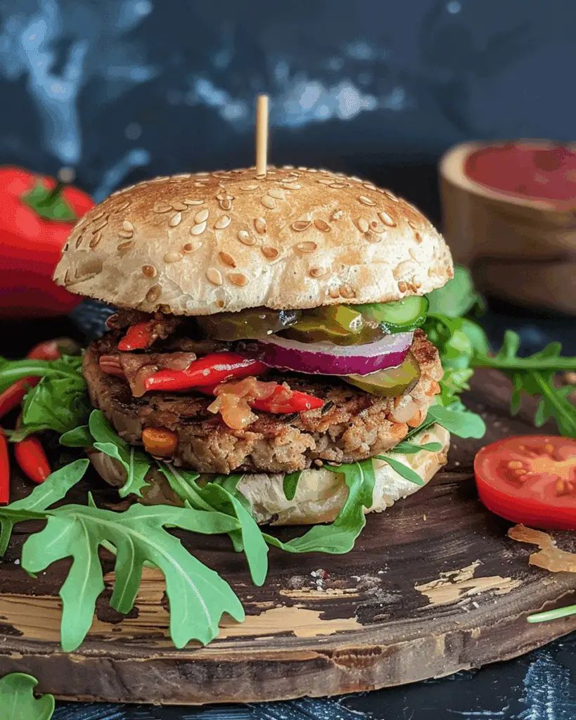 Spicy Jackfruit and Red Kidney Bean Burgers
