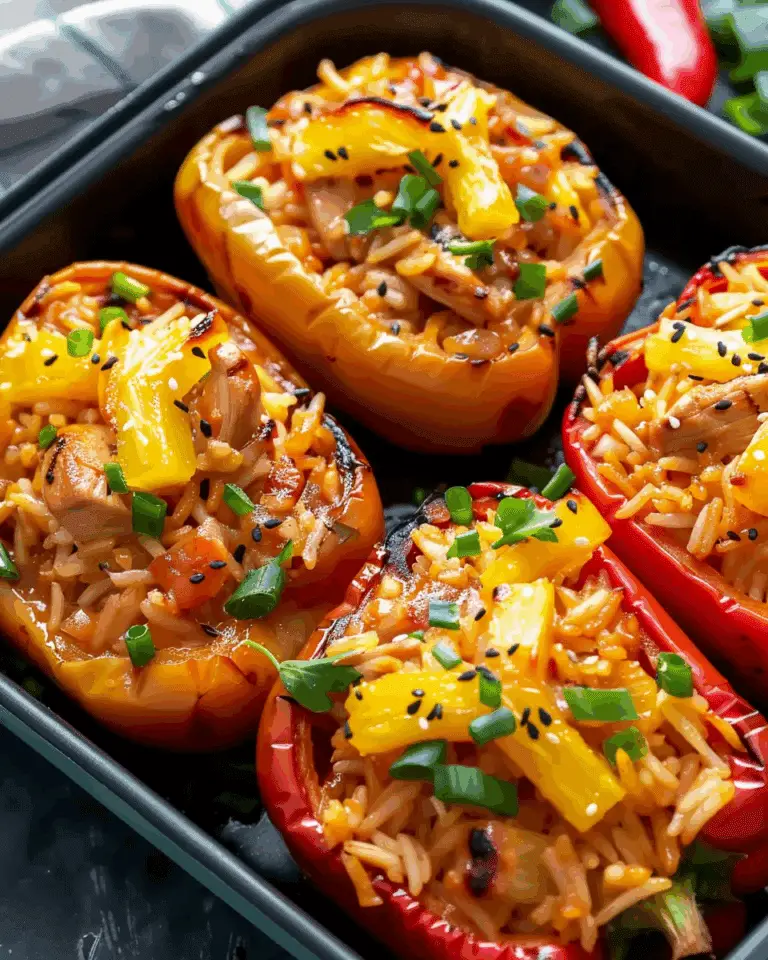 Teriyaki Pineapple Chicken Rice Stuffed Peppers