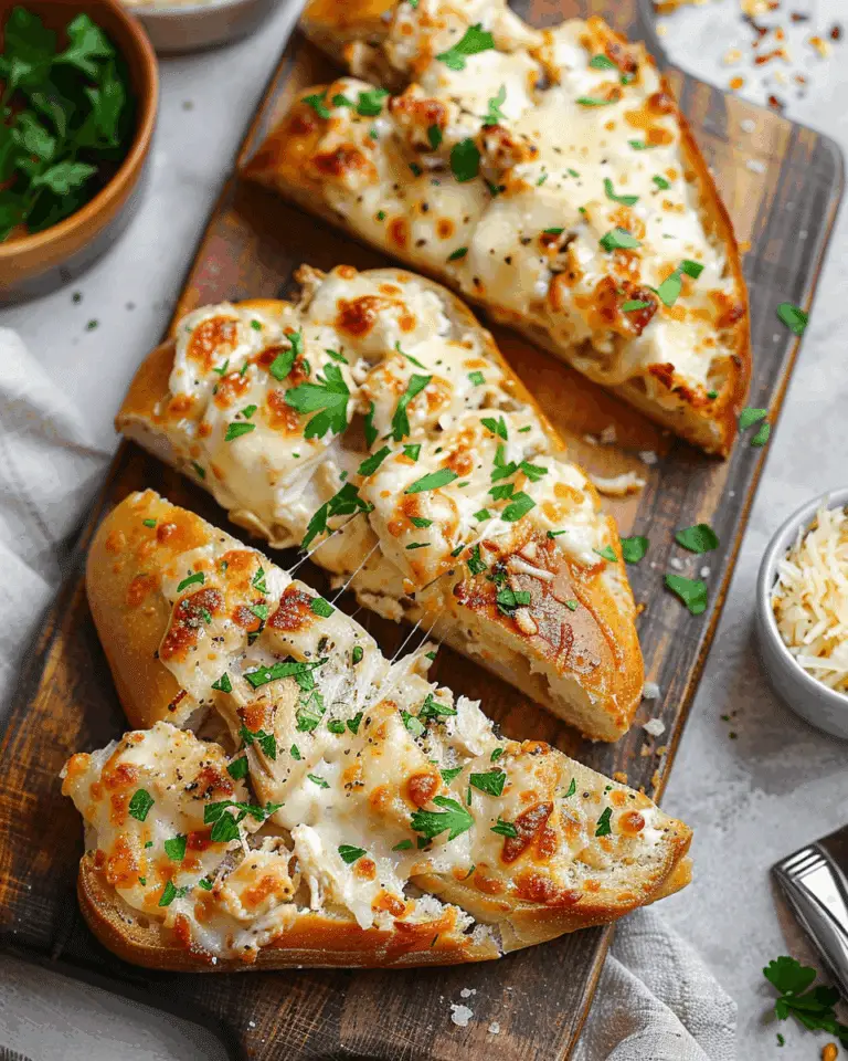 Chicken Alfredo Garlic Bread