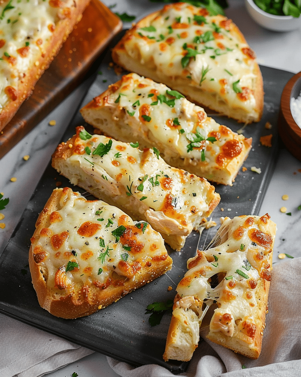 Chicken Alfredo Garlic Bread