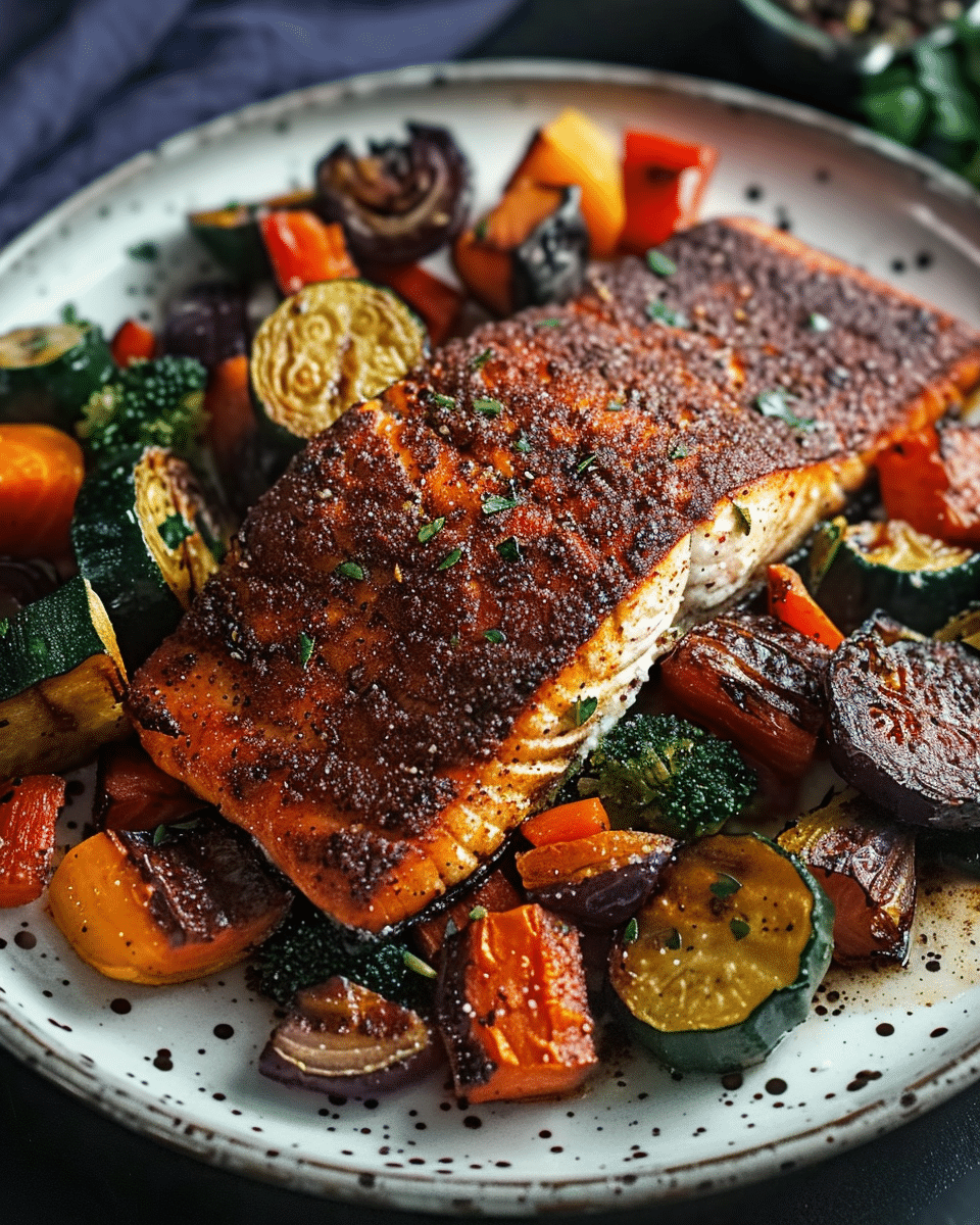 Blackened Salmon with Charred Vegetables