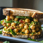 Blistered Shishito Pepper Chickpea Salad Sandwich