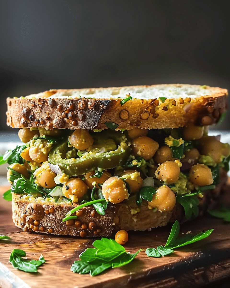 Blistered Shishito Pepper Chickpea Salad Sandwich