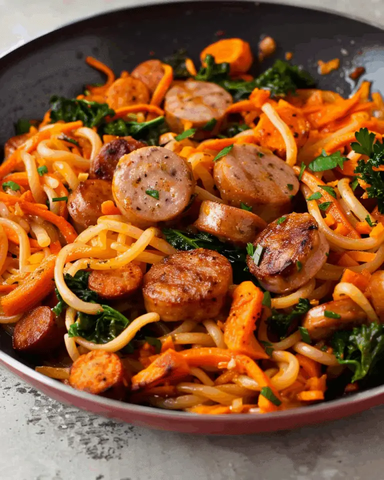 Chicken Sausage Sweet Potato Noodle Skillet