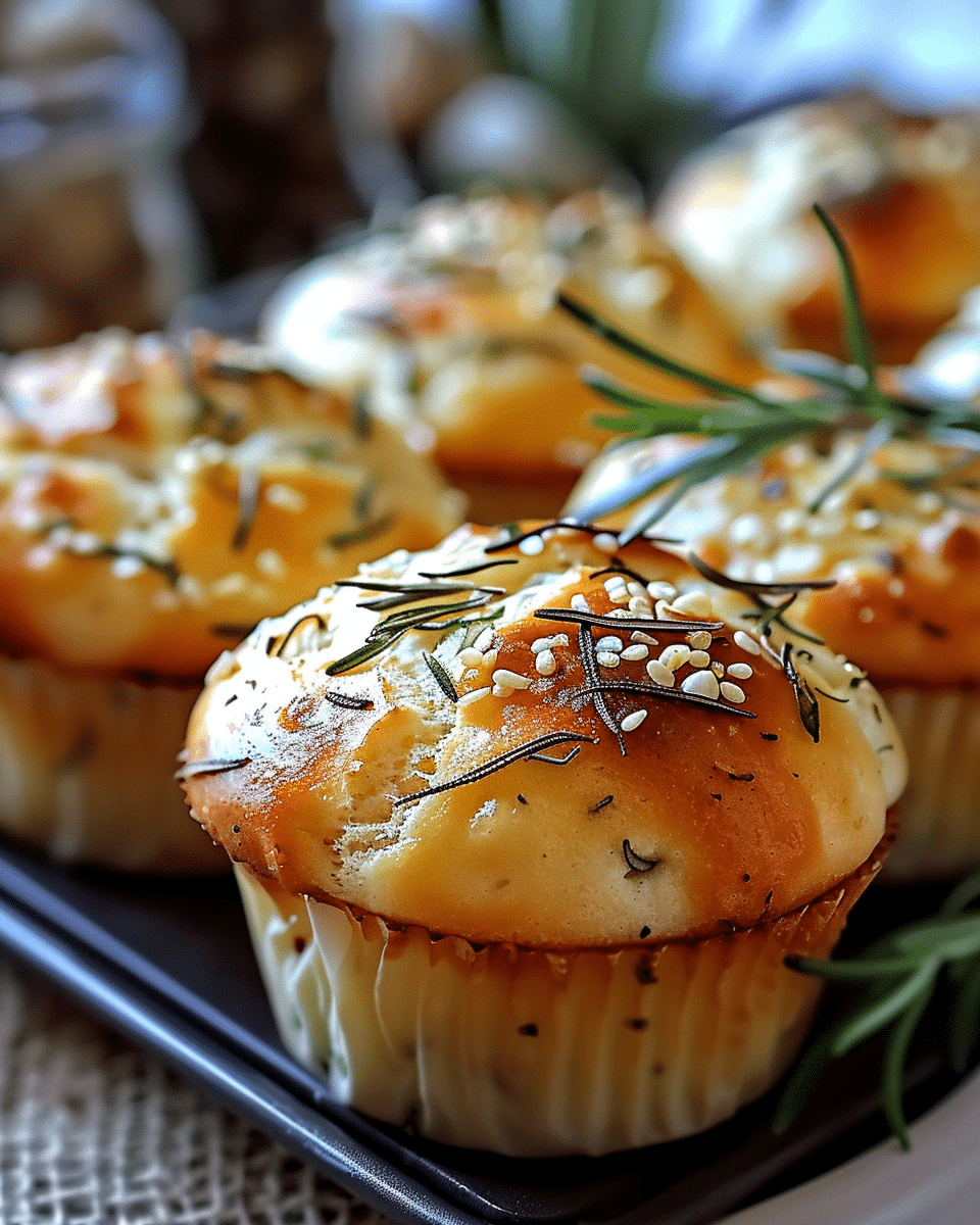 Garlic Rosemary Focaccia Muffins
