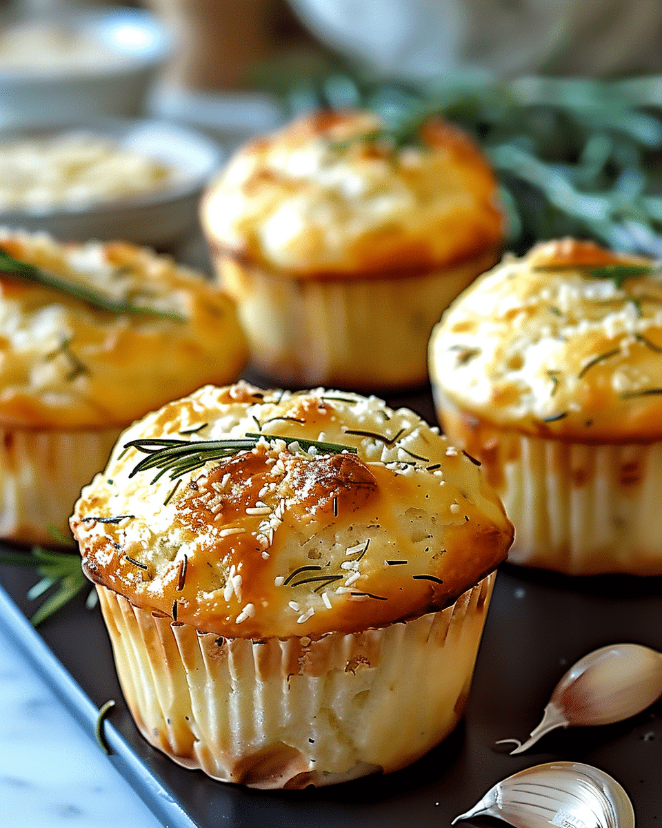 Garlic Rosemary Focaccia Muffins