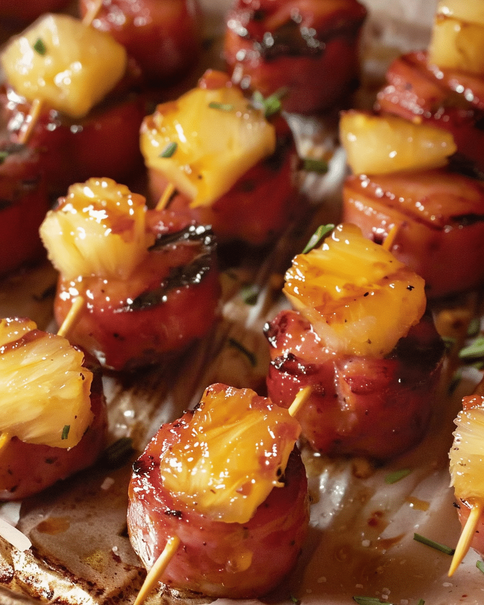 Glazed Kielbasa Pineapple Bites