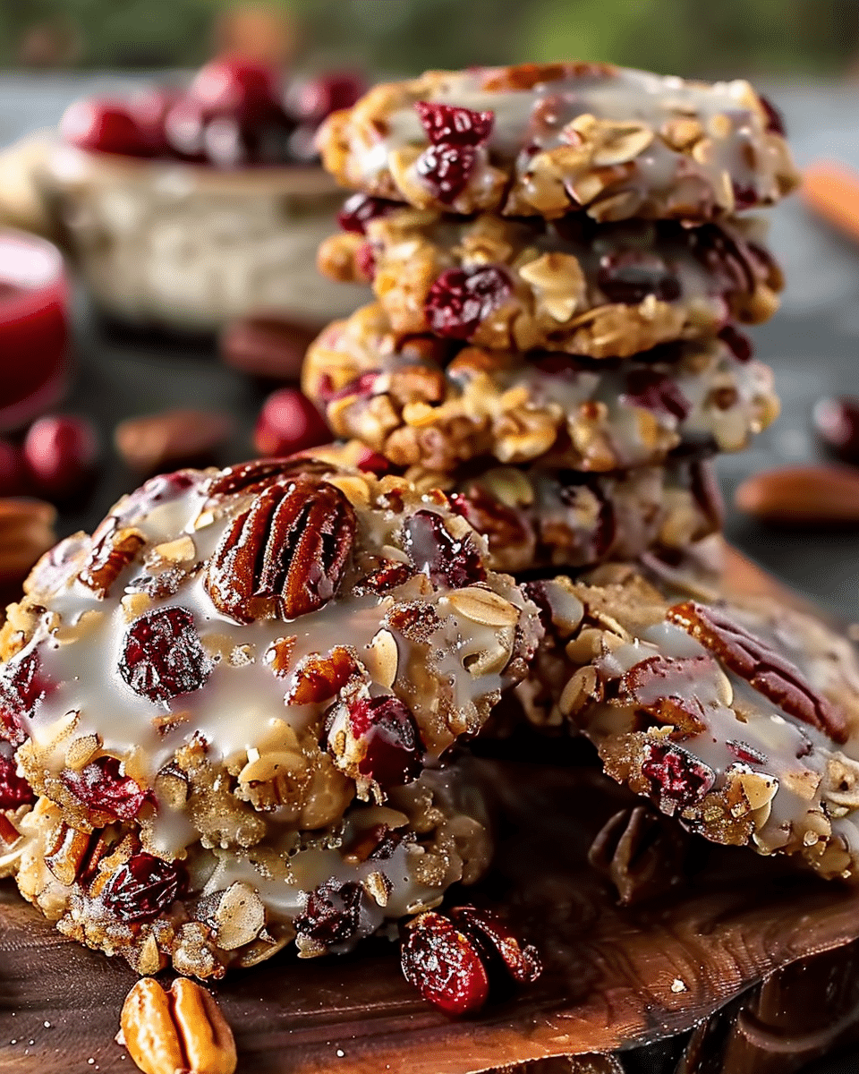No-Bake Cranberry Pecan Praline Cookies Recipe