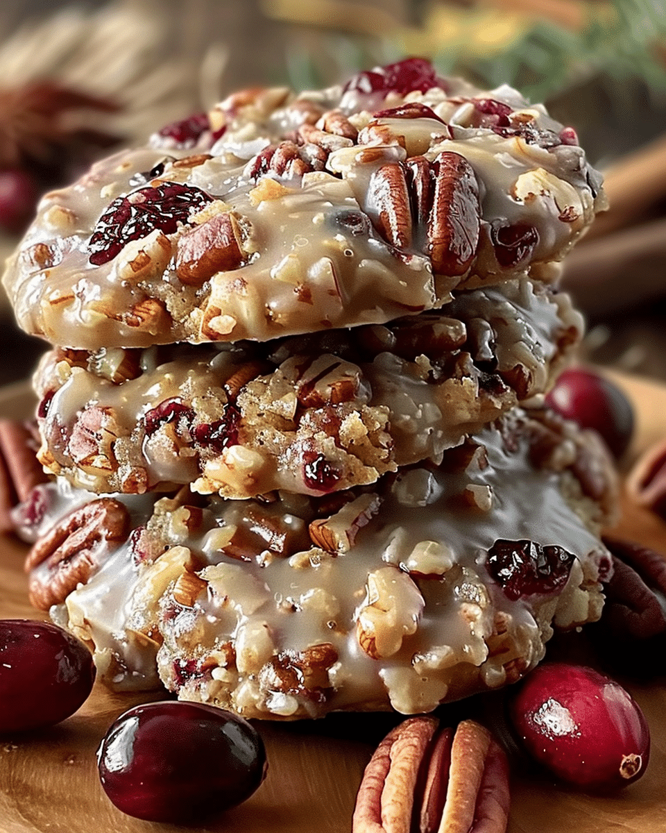 No-Bake Cranberry Pecan Praline Cookies Recipe