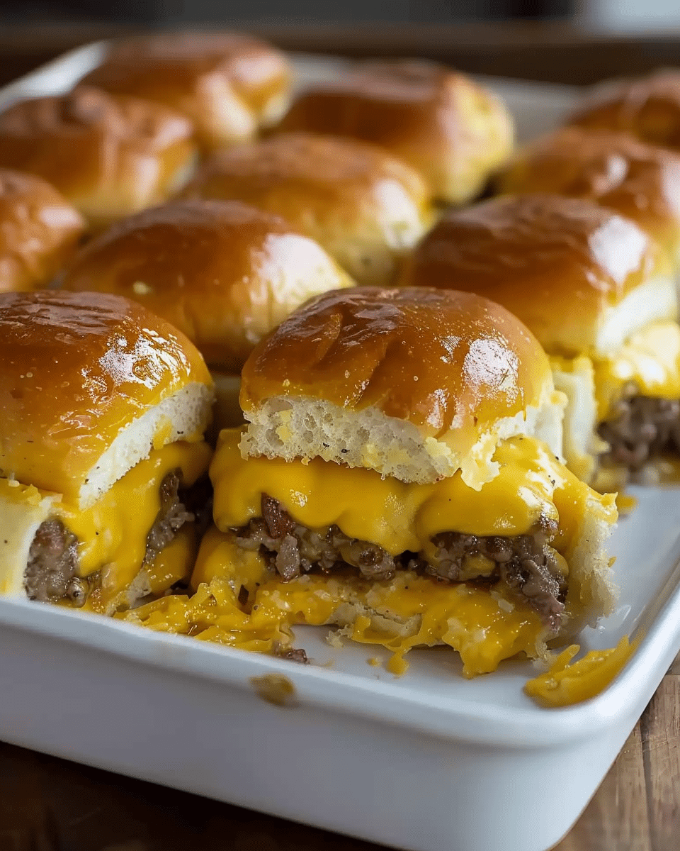 Baked Cheeseburger Sliders on Hawaiian Rolls