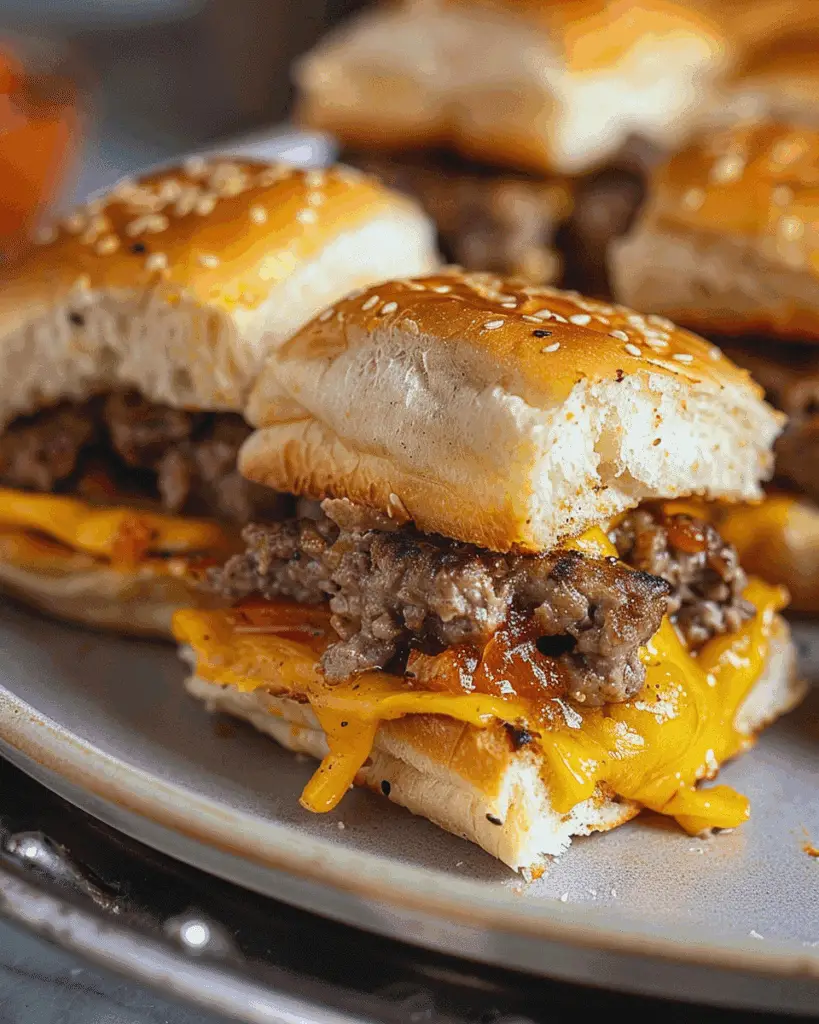 Baked Cheeseburger Sliders on Hawaiian Rolls