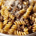 Beef and Rotini in Garlic Parmesan Sauce